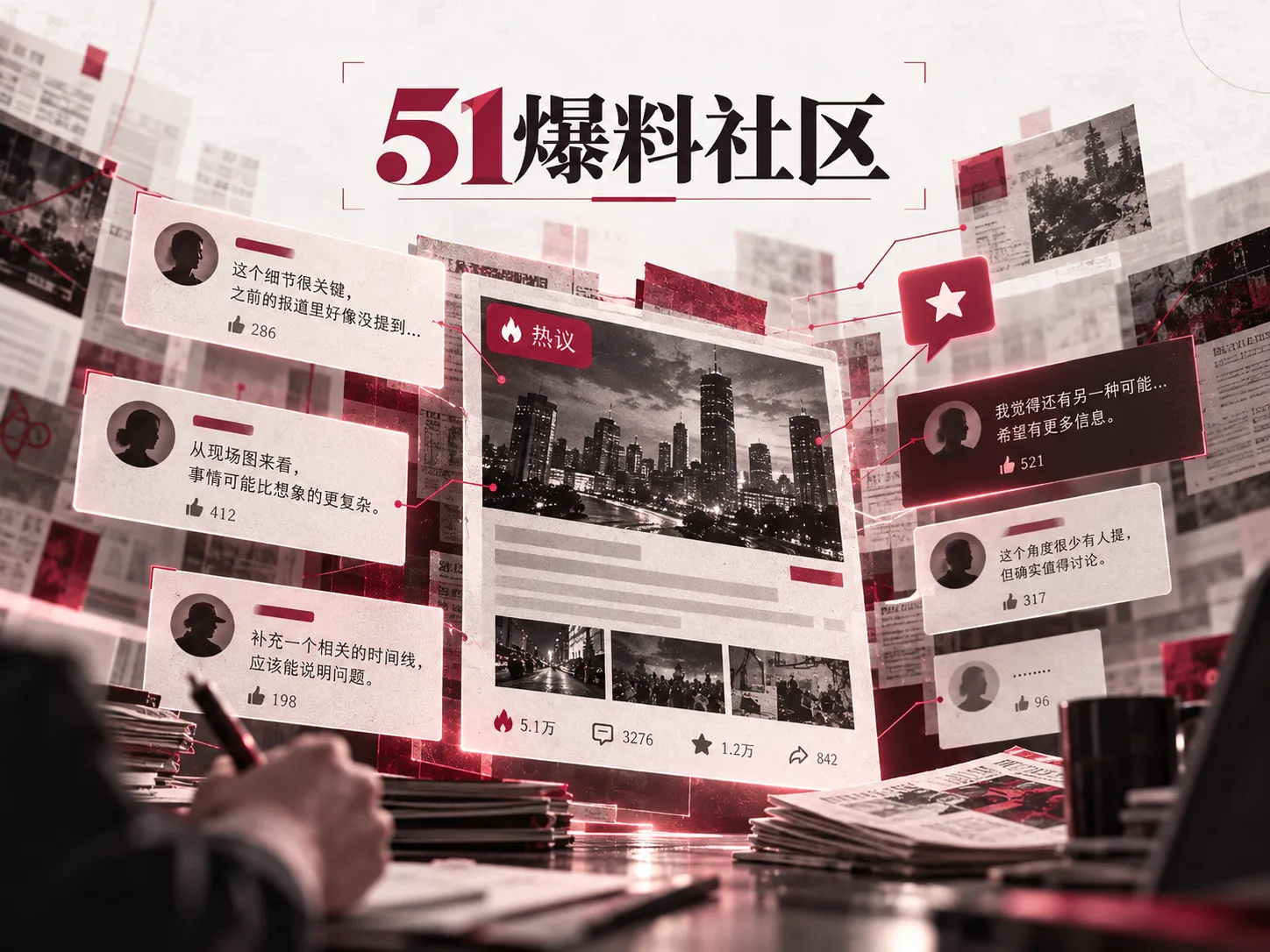 社区讨论与信息分层示意
